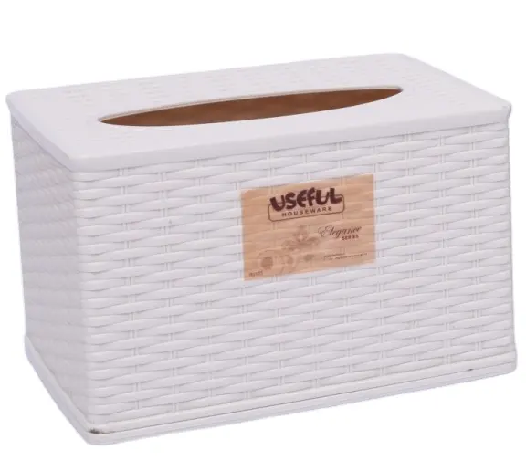 Caixa de papel de toalha removível para armazenamento doméstico, recipiente de plástico barato com padrão de bambu