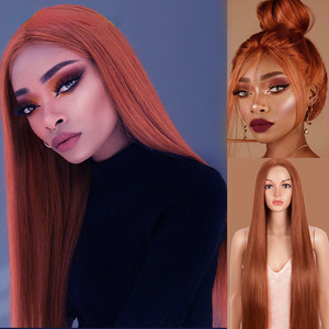 Rebecca Thụy Sĩ Ren Dài Mịn Thẳng Chịu Nhiệt 38 Inch Cho Phụ Nữ Da Đen Ombre Ren Phía Trước Tóc Giả Tóc Vàng Tổng Hợp Tóc Giả - Product Image 4