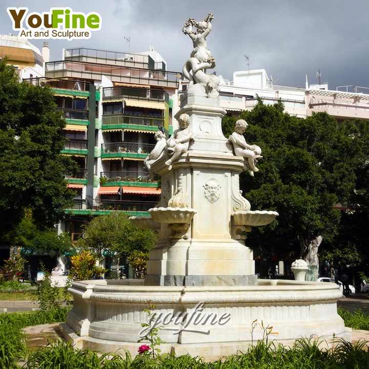White Natural Stone Marble Angel Water Fountain for Sale