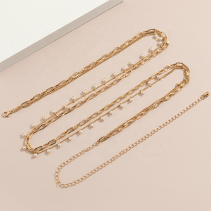 Fashion Sexy Pearl Tassel Double Waist Chain <strong>Sex</strong> Party Accessories Gold Stainless Steel Pearl Gold Body Chain for Women