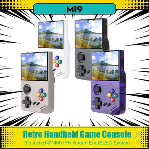 アップグレードM19ハンドヘルドゲームプレーヤークアッドコアCPUポータブルゲームコンソール64GB 128GB 30000無料ゲームPSP/PS1/MAME 16/32/128ビット用