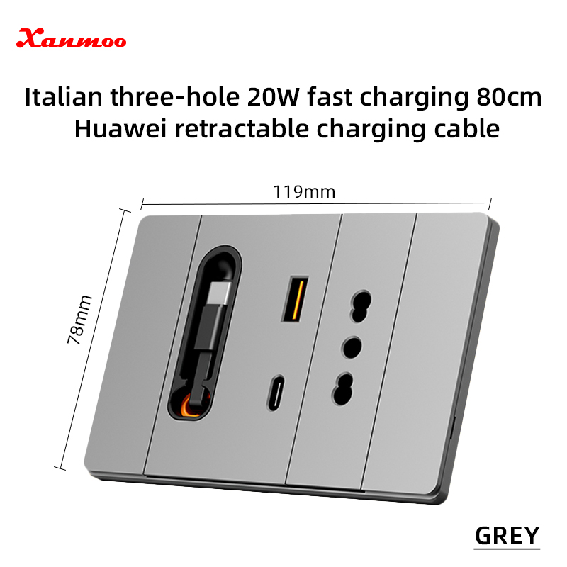 Cable de carga rápida italiano-huawei 20w