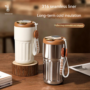 Özel logo 410ml dijital LED akıllı sıcaklık göstergesi 316 paslanmaz çelik termos bardak fincan su şişesi termos kahve fincanı - Product Image 3
