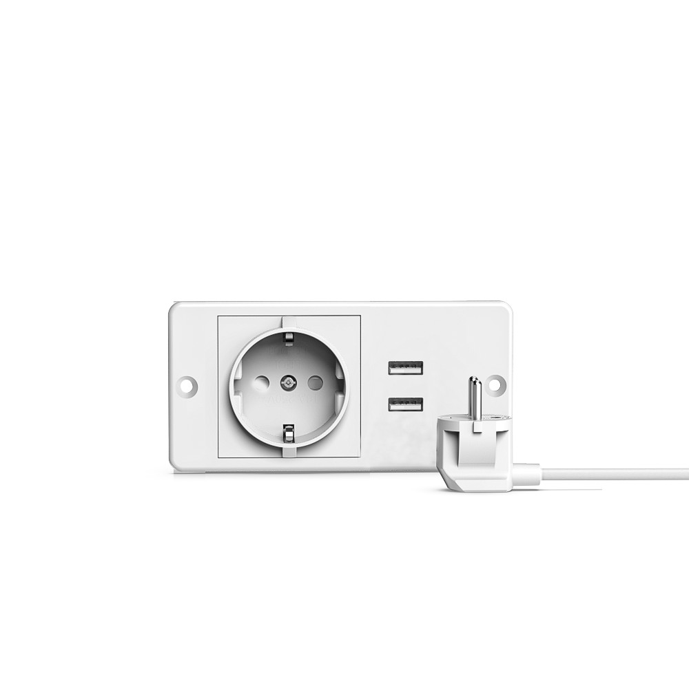 Bianco-1*Prese CA+2*USB-A-EU