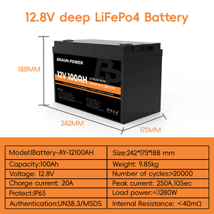 12.8V 12V 50Ah 100Ah 200Ah 300Ah电池组Lifepo4，带太阳能系统房车电动车踏板车摩托车船bms