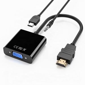 Factory HD MI to <strong>VGA</strong> Converter Adapter with Audio Power Supply HDTV to <strong>VGA</strong> TV Projector Set-top Box Connection Cable - Product Image 2