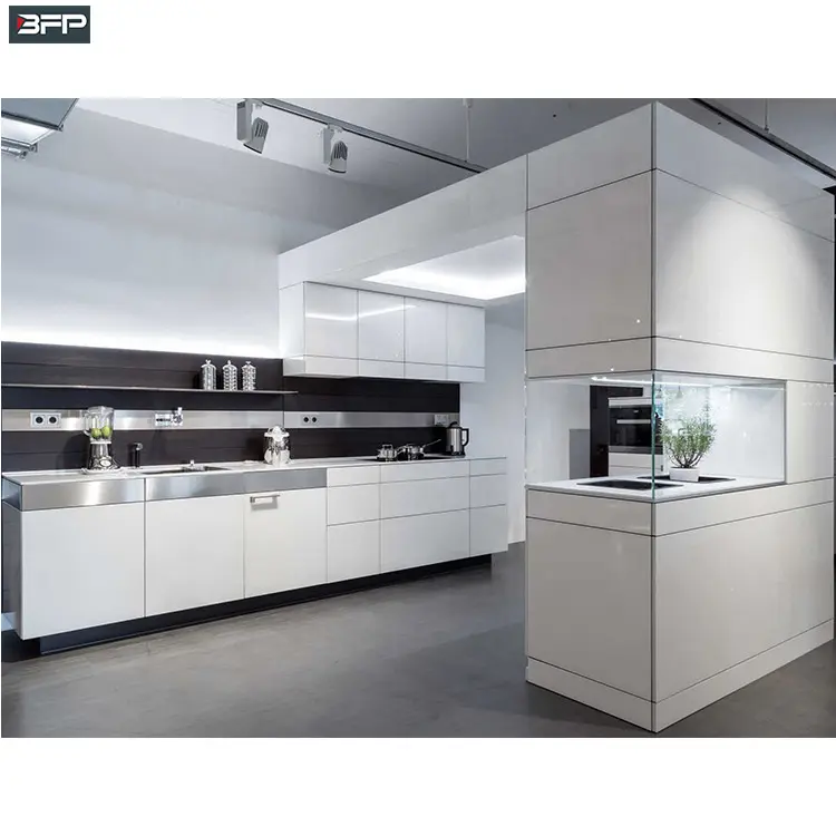 BFP fabrika fiyat Modern tasarım beyaz PVC mutfak dolapları mutfak mobilyası toptan çin'de yapılan