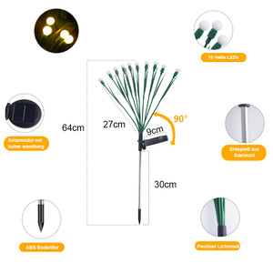 4パック10ヘッド屋外<span class=keywords><strong>LED</strong></span>ソーラーホタルライト風スイング防水IP65ガーデンライト (ヴィラパークガーデンソーラーライト用)