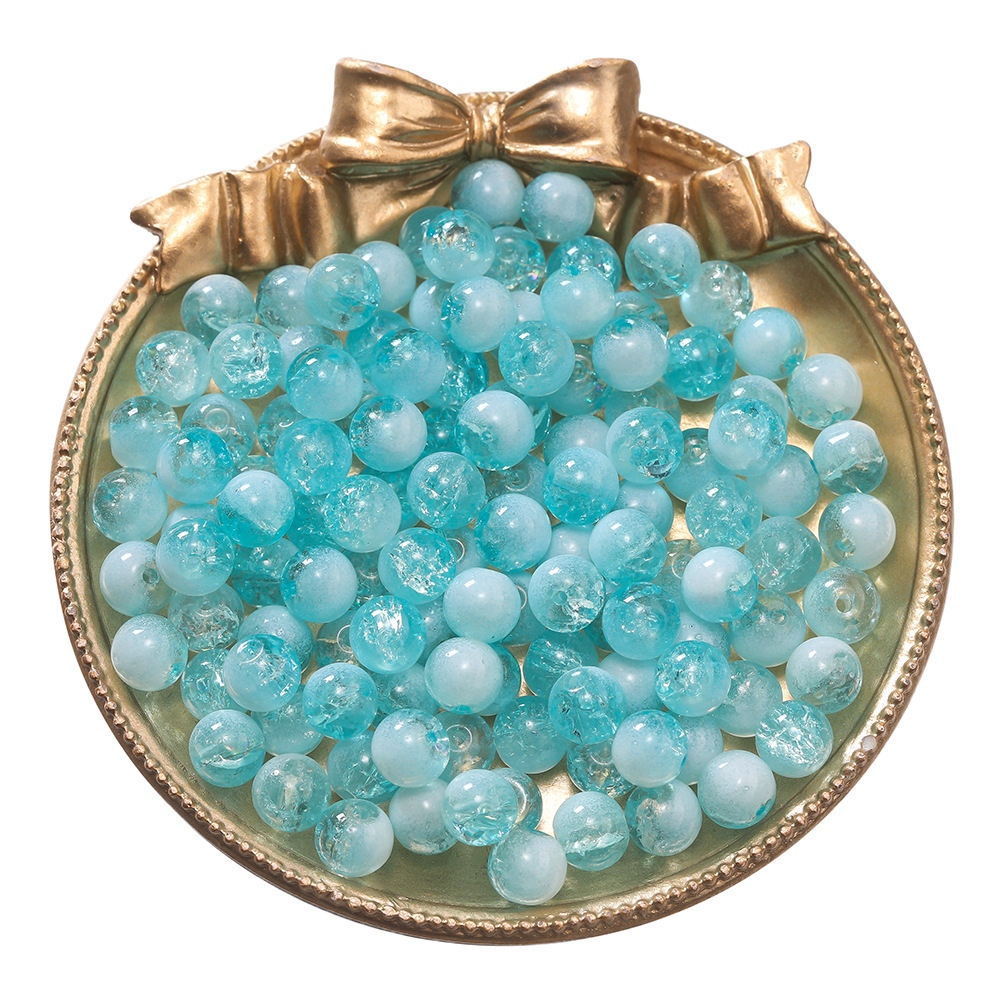 8mm glass milk foam beads - blue