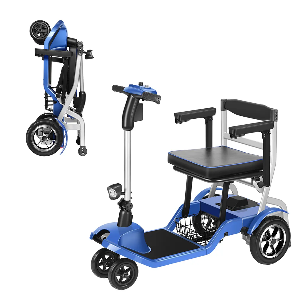 3 Wiel Gemakkelijk Opvouwbare Scootmobiel 17Kg Comfort Grote Stoel Draagbare Lichtgewicht Scootmobiel Voor Senior