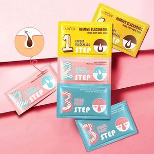 Sadoer להסיר blackheads שלושה צעד האף מקלות פה עמוק רך ניקוי ראש שחור מתכווץ נקבוביות מסכת פנים שחור