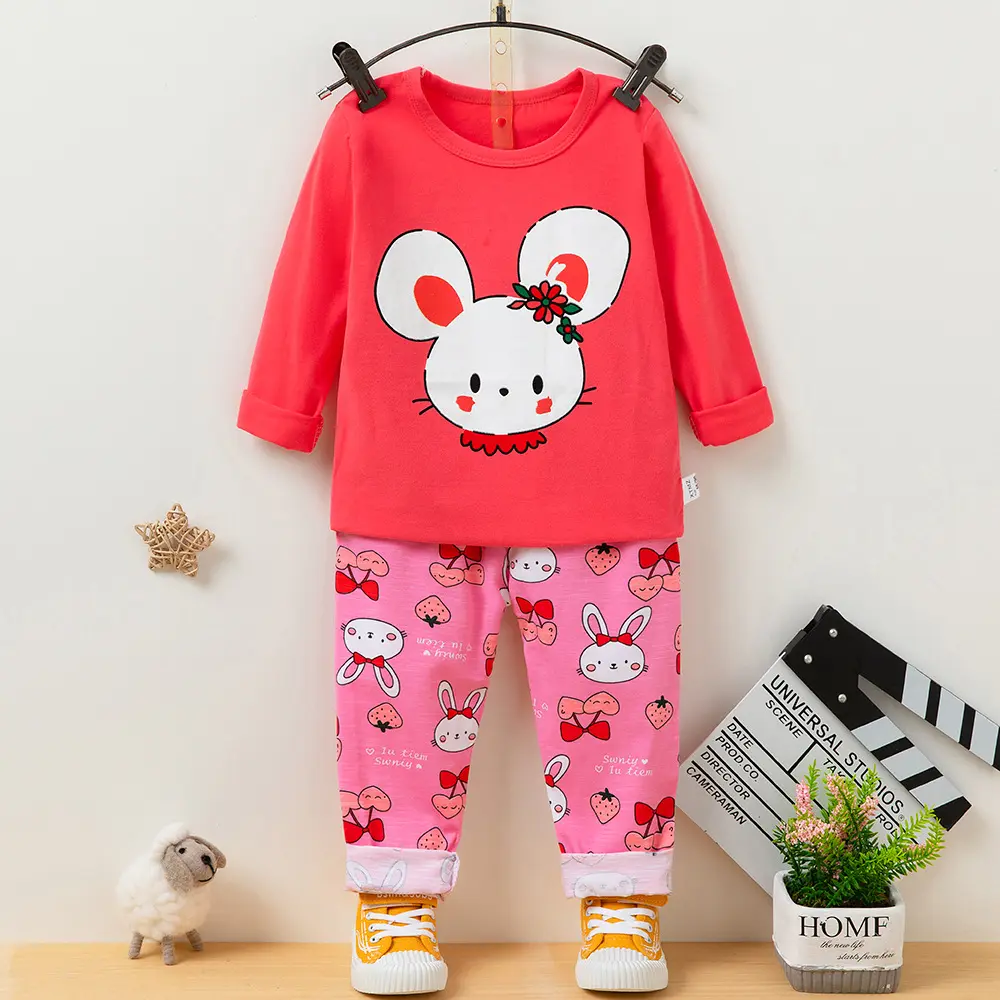 Pijama de manga larga para niños, ropa de otoño y pantalones largos