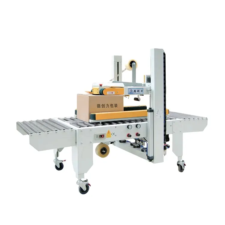 Máquina de sellado plegable de cajas de cartón con cinta adhesiva automática para línea de montaje de embalaje de cartón
