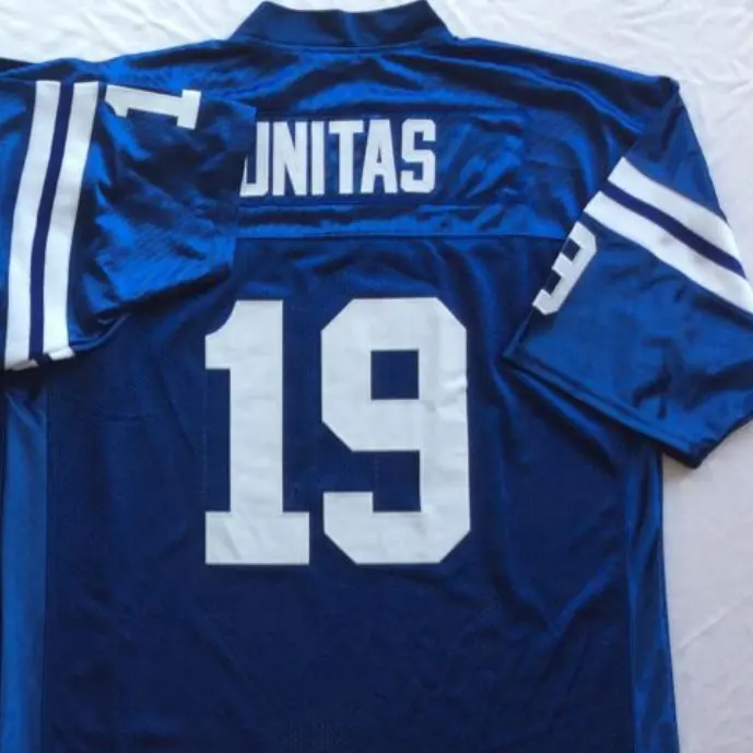 Готовый к отправке Johnny Unitas Синий Возврат лучшего качества сшитый Американский футбол Джерси