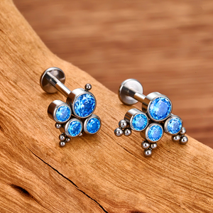 G23 ASTM F136 titanyum 16G iç iplik gökyüzü mavi markiz <span class=keywords><strong>CZ</strong></span> kakma burun damızlık kulak kıkırdak sarmal Labret vücut Piercing takı
