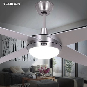 Modern 52 inç 4 bıçak tek lamba gümüş krom aydınlatma armatürleri uzaktan tavan vantilatörü ucuz fiyatlar Metal LED lamba ile tavan vantilatörü - Product Image 6