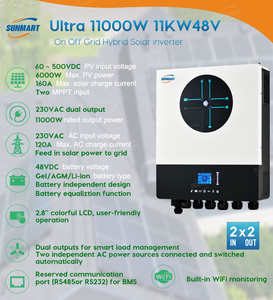 Axpert Ultra 11kw NUEVO inversor 48V 150A 2 controladores MPPT WiFi Salida y entrada dual Híbrido paralelo 6 unidades On Off Inverter