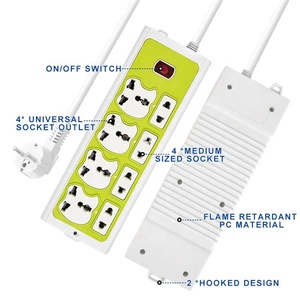 Tira de alimentación eléctrica Universal, toma de 4 vías, multiextensión, color verde, nuevo diseño - Product Image 3