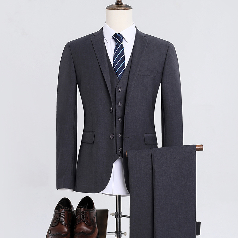 Grey 2-button jacket shirt trousers
