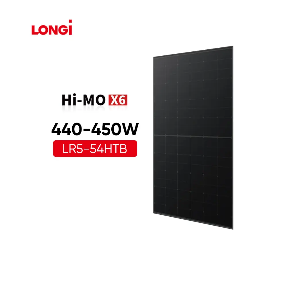 Longi Hi-Mo 6 สีดําทั้งหมด LR5-54HTB แผงพลังงานแสงอาทิตย์ Eu โกดังครึ่งเซลล์ 450W 430W 435W 440W พลังงานแสงอาทิตย์ PV แผงโมดูลพลังงานแสงอาทิตย์