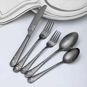 Weihnachts geschenk Besteck Set Elch Muster Gold Besteck Set Edelstahl Esslöffel Gabel und Messer Vergoldetes Besteck Set