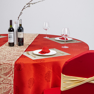 廉价婚礼装饰桌布圆形酒店涤纶桌布布艺台套 - Product Image 6