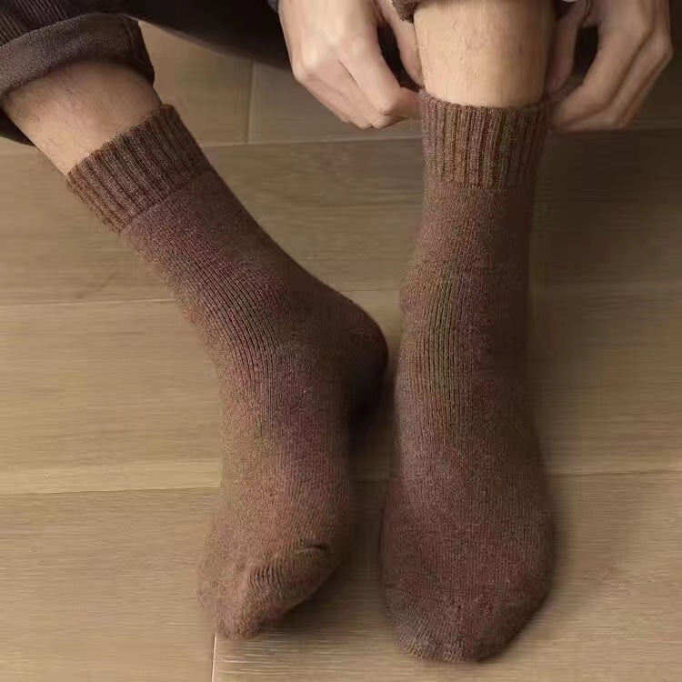 Calcetines de felpa acolchados para hombre, color marrón, mantienen el calor todo el día