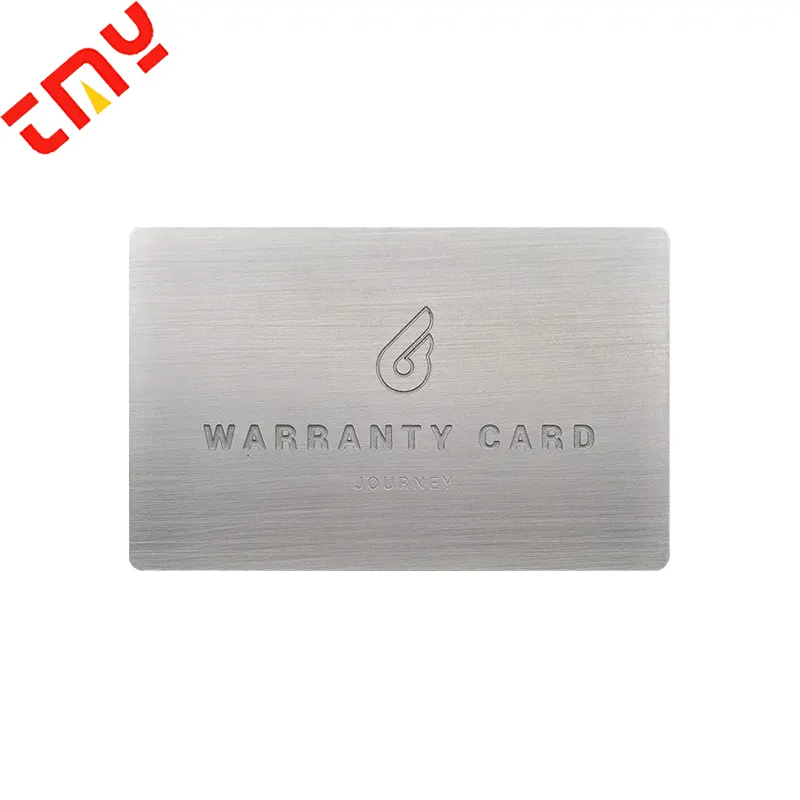 High Quality Luxury Custom Stainless Steel Debossed Vip Metal Warranty Card With Serial Number