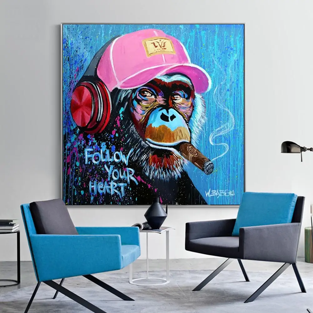 Graffiti Street Art Abstract Leuke Cool Aap Canvas Schilderij Posters En Prints Banksy Pop Wall Art Foto Voor Living