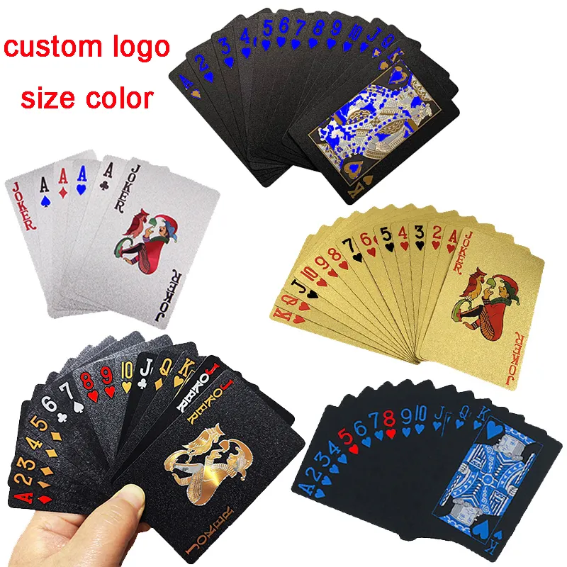 China Supplies craft Playing Cards Affirmation Cards Game Custom Poker Tin Box Printing Original Poker Cards Deck Gold Black pvc