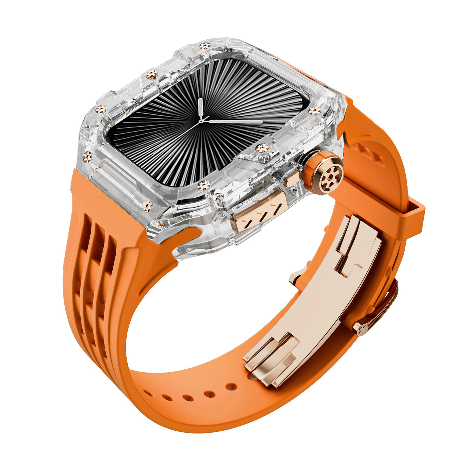 (Transparent)(Rose Gold Button) Orange