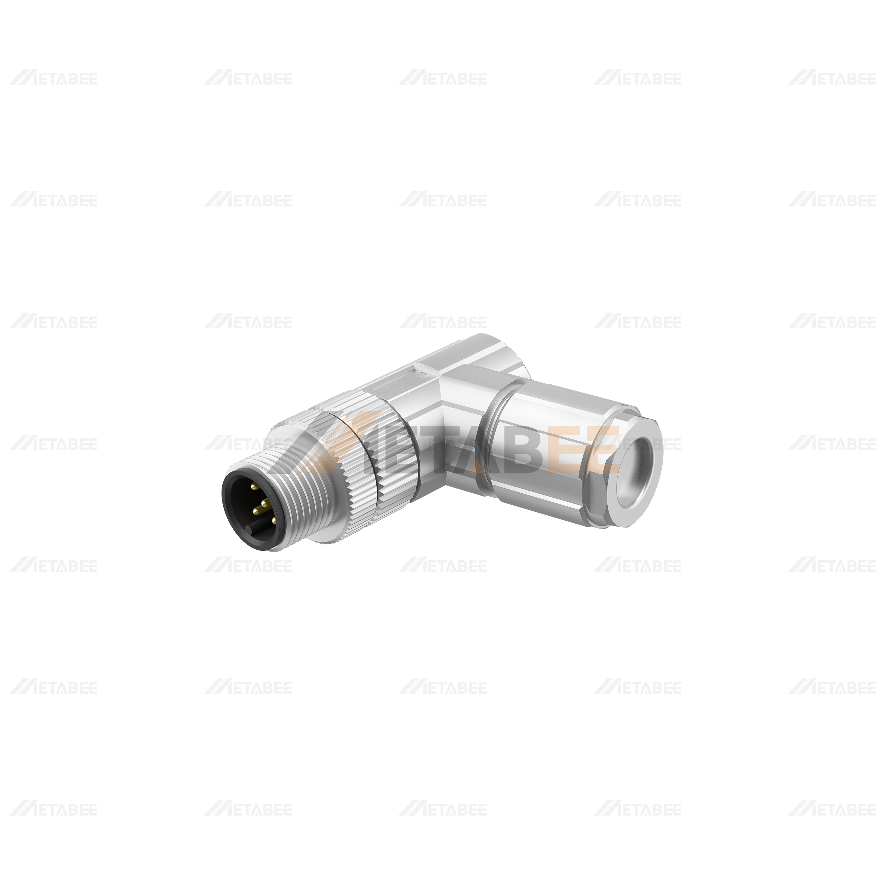 M12 Male Right Angle Shielded Solder Joint Plug