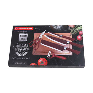 Cao Cấp Hộp Quà Tặng Dao Hộ Gia Đình 5Pcs Siêu Sắc Nét Đầu Bếp Dao Thiết Lập Cổ Điển Màu Đỏ Không Dính Lớp Phủ Thép Không Gỉ Nhà Bếp Đồ Nấu Nướng - Product Image 4