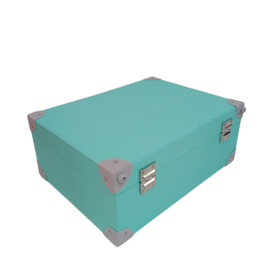 Tái chế nhiều màu xanh lá cây cứng nhắc các tông vali hộp quà tặng giấy & bìa với tay cầm bằng nhựa và góc - Product Image 3