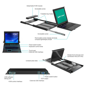 17&quot; LCD KVM Switch 8 Port VGA + 8 Packs KVM Cables, <strong>MT</strong>-<strong>VIKI</strong> 17 Inch LED 1U Rack KVM Switch Drawer Console - Product Image 4