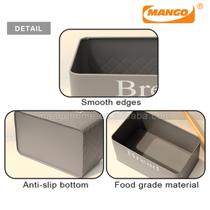 Bambu kesme tahtası kapaklı Metal dikdörtgen ekmek kutusu gıda saklama kutusu konteyner demir mutfak kabı - Product Image 3