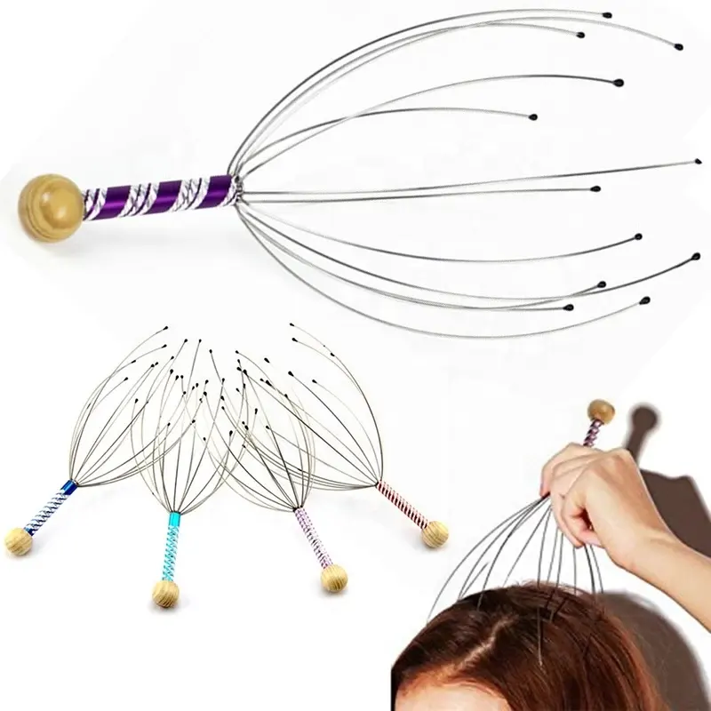 Octopus Head Massager Del Cuoio Capelluto Relax Relief Massager Del Corpo di Rimuovere la Tensione Muscolare Stanchezza Testa di Metallo Relax Massager