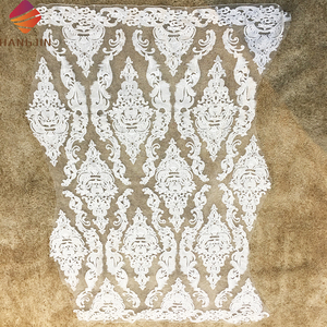 Nhà Máy Giá Bán Buôn Ngà Thêu 3D Vải Ren Đính Cườm Bridal Net Ren Vải Cho Áo Cưới Ăn Mặc - Product Image 5