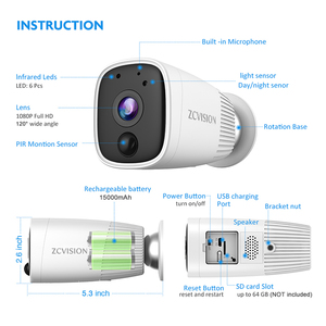 无线WiFi安全摄像头无线电池摄像头wifi连接电池供电运动检测 - Product Image 5
