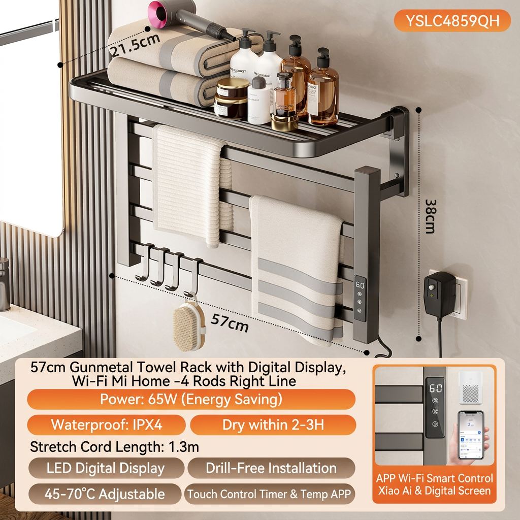 Display digitale grigio stellato wifi-4 aste-linea destra 57 cm