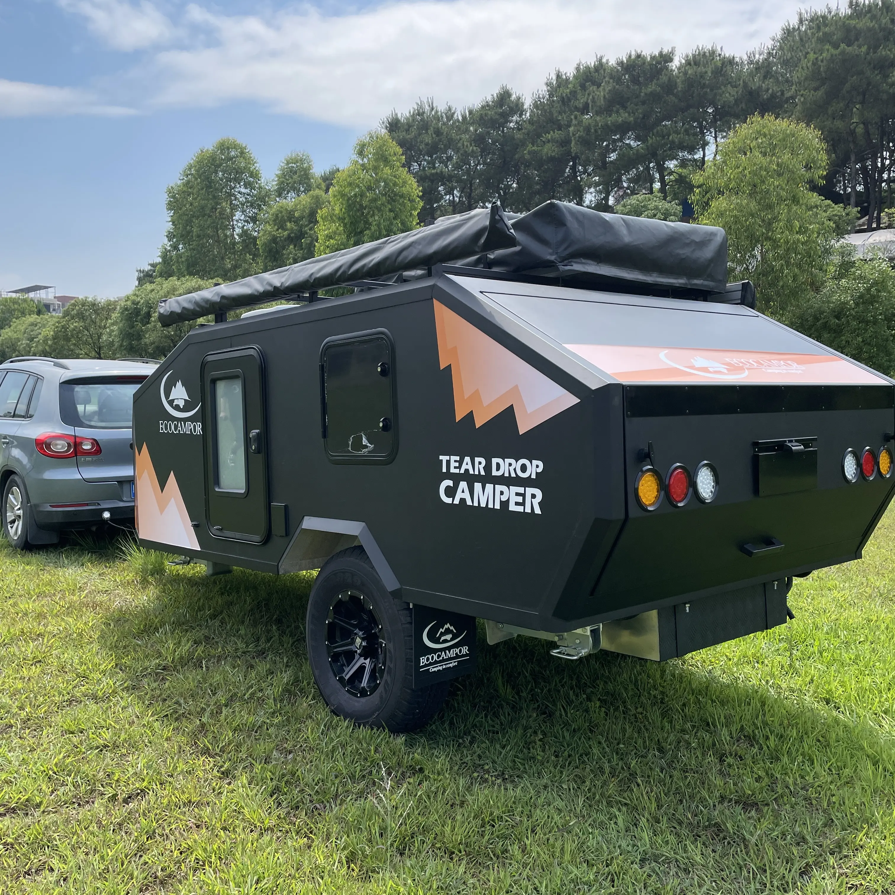 Ecocampor küçük Off-road gözyaşı kamp römorku Mini RV karavan arka mutfak ve buzdolabı