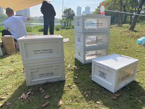 กล่องเก็บของพับได้,กล่องพลาสติก PP พร้อมฝาปิดไม้สไตล์ใหม่เป็นมิตรกับสิ่งแวดล้อม