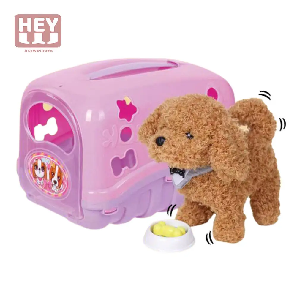 HEYWIN-juguetes electrónicos de peluche FurReal para niños, animales de peluche realistas para perros, mascotas interactivas, para caminar y ladrar (933-3E)