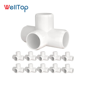 14.101 WELLTOP Cheap Price 4 <strong>Way</strong> White 90 Degree Elbow Structures <strong>PVC</strong> Fittings Connector Greenhouse Frame <strong>PVC</strong> Pipe Fittings