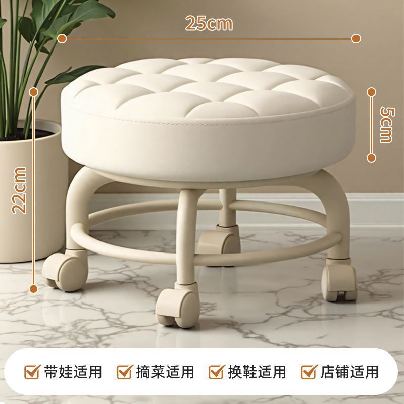 Rice White Thickened Seat Cushion with Checkered Pattern