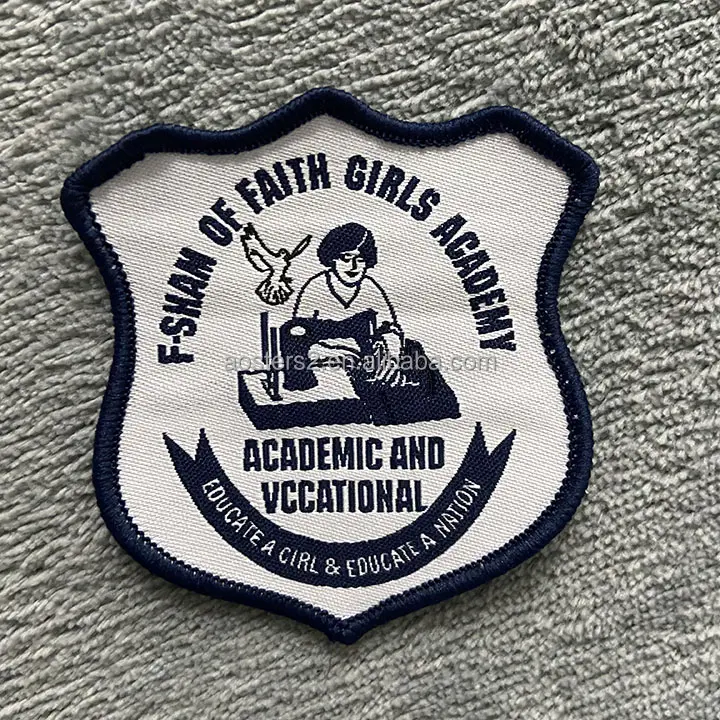 Badge tissé brodé, brassard de l'union des élèves de l'école, logo imprimé sur mesure