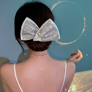 クリエイティブマジッククリップ<span class=keywords><strong>Deft</strong></span> Bun布ヘアバンド女性ファッションヘアバンド弓ブリングラインストーンデフトバンDIYヘアアクセサリー用