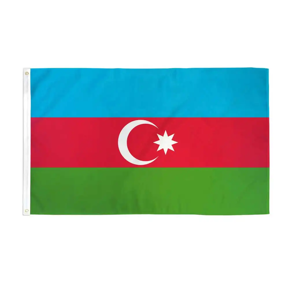 Bandeira profissional da amazbaijana, fabricante de 25 anos, controle de alta qualidade iso, todos os bandeiras nacionais do mundo