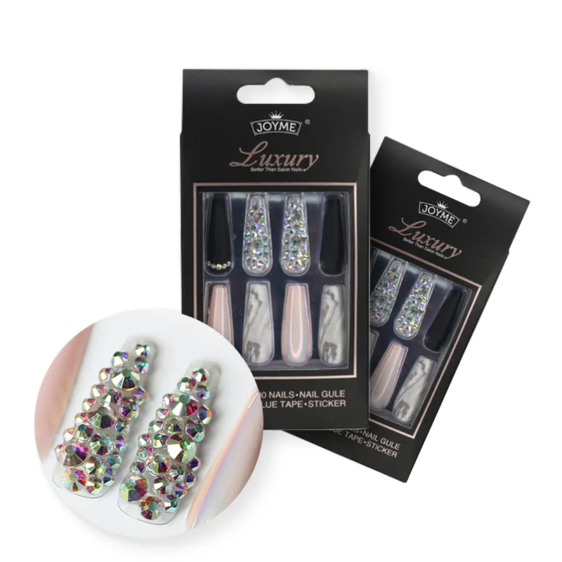 Rosalind-kit de faux ongles colorés, accessoires pour manucure, nail-art, de luxe, fantaisie, scintillants, pression sur l'acrylique, longs, avec outils, 30 pièces/kit