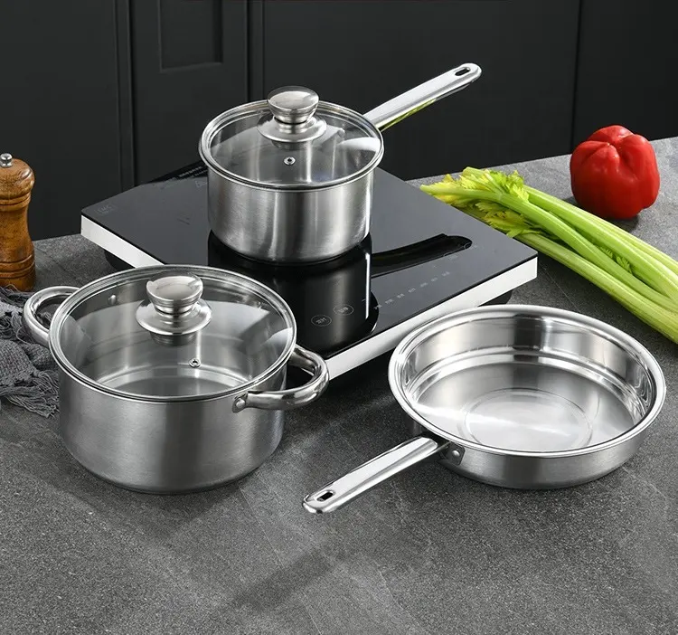 Chất lượng cao thép không gỉ nấu ăn nồi đặt nhà bếp chậu và chảo không dính Cookware Set